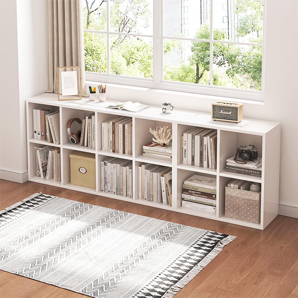 NELYE 8 Cube Organizer Bookcase - Stylish White Storage Bins & Open Shelf Design for Versatile Use