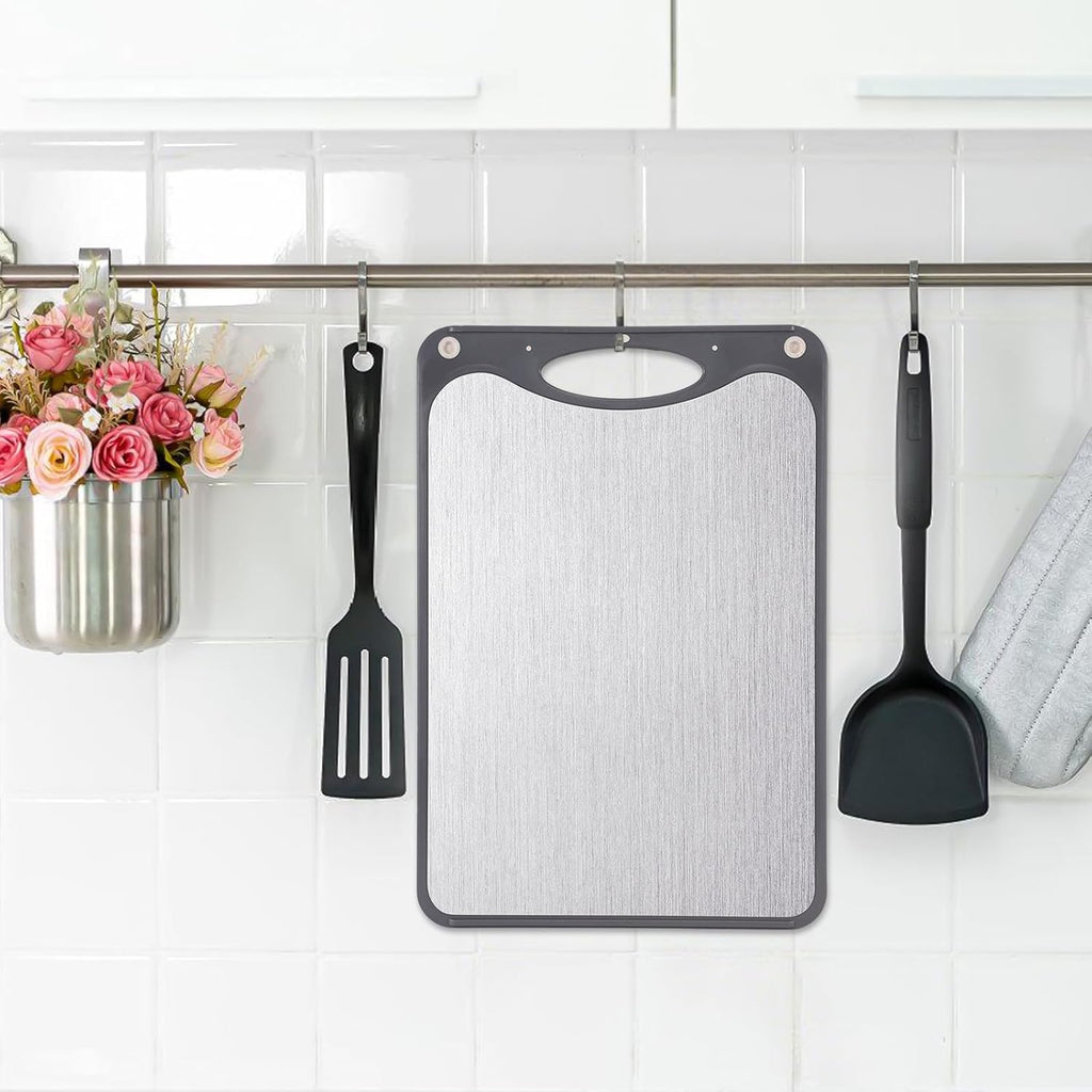 **Titanium Cutting Board - Double-Sided Food Grade Chopping Board | Large 15”x10” - Easy to Clean, Dark Gray**