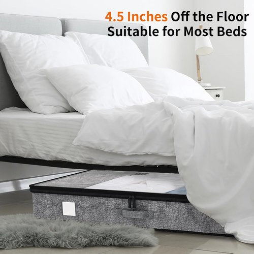 Fixwal Under Bed Storage Containers - 4 Pack Low Profile Organizer for Clothes | Sturdy Reinforced Design