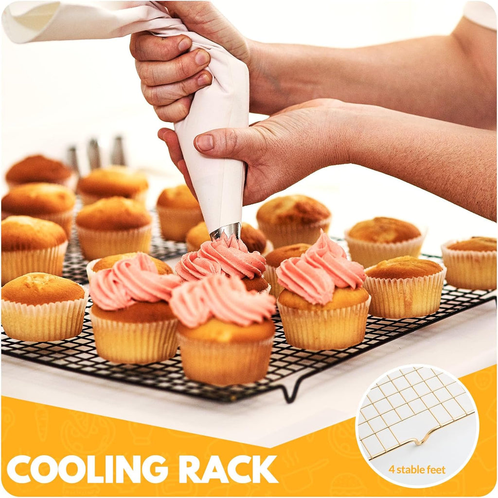 Skiennix Stainless Steel Cooling Racks - 2 PCS Baking & Cooking Set, 14.8x10 Inches, Oven Safe
