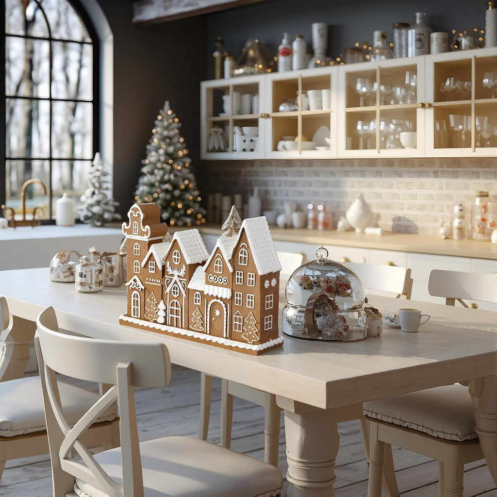 Yookeer Gingerbread House Decor - Festive Resin Collectible Figurines for Christmas Centerpiece | Indoor Table Display