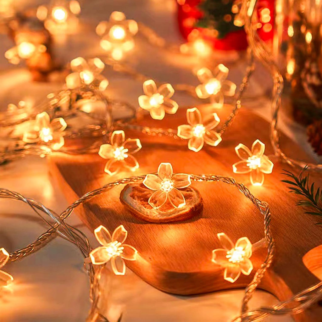 Skiennix Decorative Flower String Lights - 33ft 100 LED Cherry Blossom Fairy Lights | Warm White for Bedroom & Events