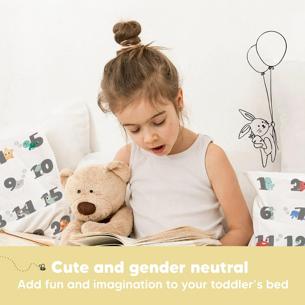 My Little Dreamy Toddler Pillow - Organic Cotton Travel Bed Pillow with Soft Pillowcase | 13x18 Inches, Machine Washable for Ages 2-5