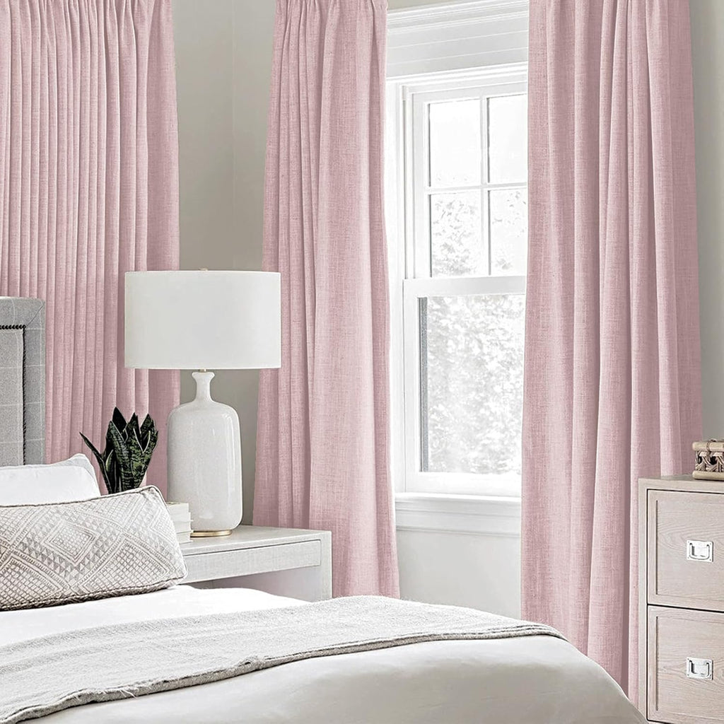 MIULEE Blackout Curtains - 100% Thermal Insulated Linen Texture Drapes - Pink, 52x54 Inch (2 Panels)