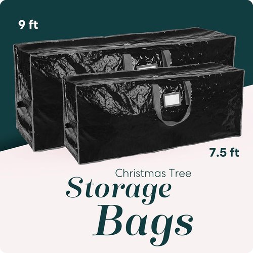 Handy Laundry Christmas Tree Storage Bag - Heavy Duty Waterproof Tarp for 7.5 Ft Xmas Tree | Dual Zipper & Reinforced Handles, Dust & Moisture Protection - Black