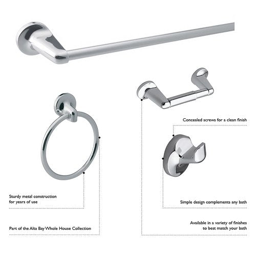 Design House 558601 Ames Transitional 18-inch Towel Bar for Bathroom Bedroom Closet or Kitchen Polished Chrome