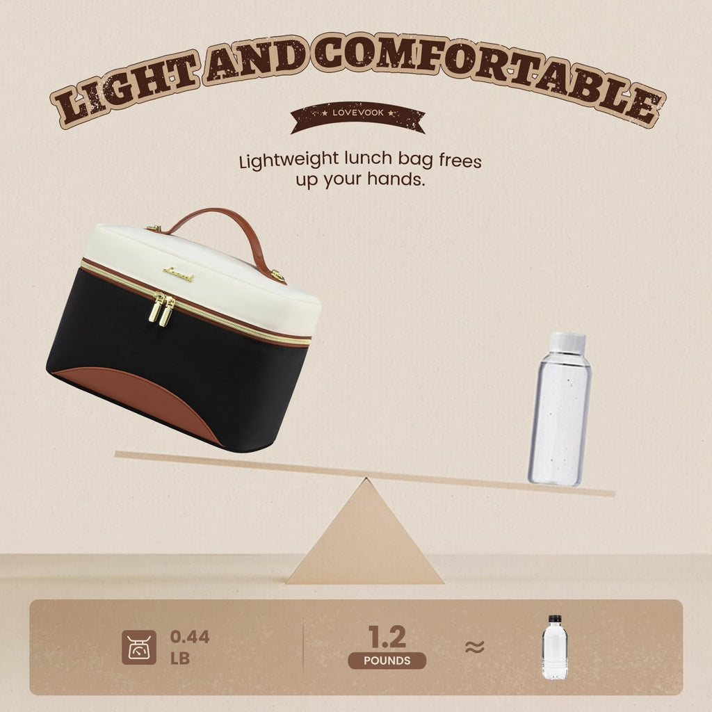 LOVEVOOK Insulated Lunch Bag for Women,Large Adult Lunch Box for Women,Leakproof Cooler Bag for Office Picnic Hiking Beach,Lunch Tote Bag with Adjustable Shoulder Strap