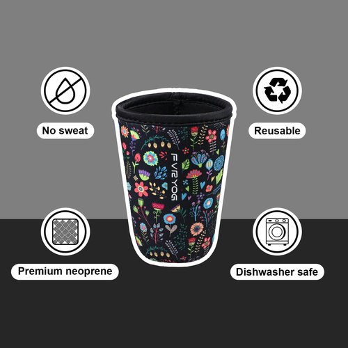FVRYOG Reusable Insulated Neoprene Iced Coffee Sleeves for Iced Coffee Cups, Coffee Coolies sleeves for Iced & Hot Drinks