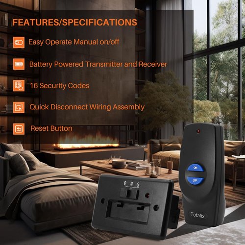 Gas Fireplace Remote Control Kit for Millivolt Valve, On/Off Fireplace Remote Control for skytech, Ambient, Majestic Fireplace and More, 5 Year Warranty