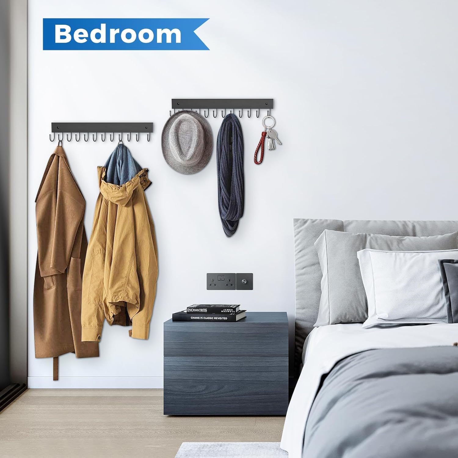 Skiennix Wooden Belt Hanger - Wall-Mounted Organizer with 24 Storage Capacity | 180° Rotating Design in Black