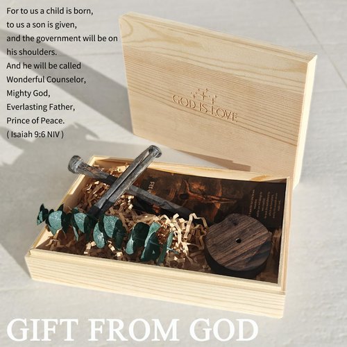 annrose Passion of Jesus Christ Crucifixion Nail Metal Cross,Jesus Christ Tabletop Crucifix,Ordination Gifts,Religious Gifts for Men Women (Solid Wood Base)