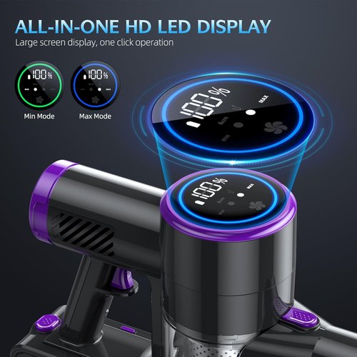 Bieiao Cordless Vacuum Cleaner - Lightweight 6-in-1 Stick Design with LED Display & 40-Minute Battery Life