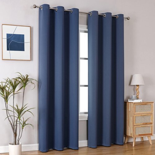 ChrisDowa Grommet Blackout Curtains - Thermal Insulated Room Darkening Panels, Stone Blue, 42W x 84L