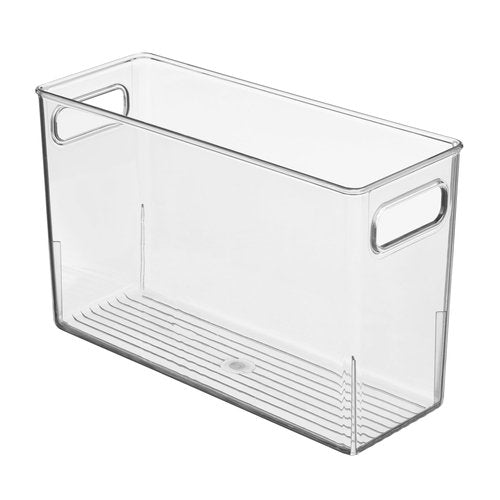 iDesign Slim Clear Plastic Bathroom Storage Bin, Tall Narrow Organizer for Lotions, Creams, and Toiletries