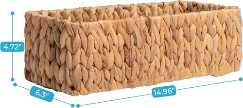 JS HANGER Round Paper Rope Storage Baskets - Decorative Organizing Bins for Countertop | 2 Pack Water Hyacinth
