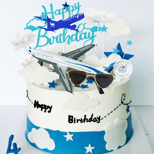 Knana 24Pcs Airplane Cake Topper Airplane Figurine Cake Decorations for Airplane Theme Happy Birthday Party Supplies
