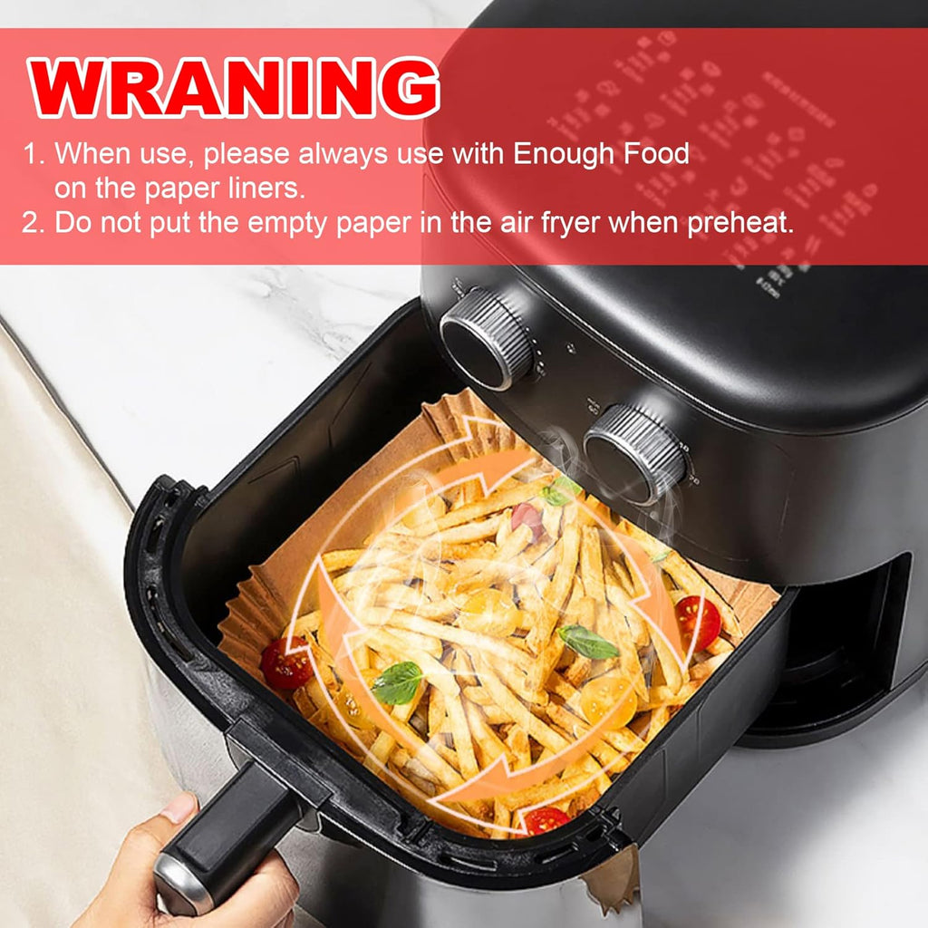 Vailnd Air Fryer Liners - 100 Pcs Disposable 9-Inch Oil-Proof Parchment Sheets for XL Cookers