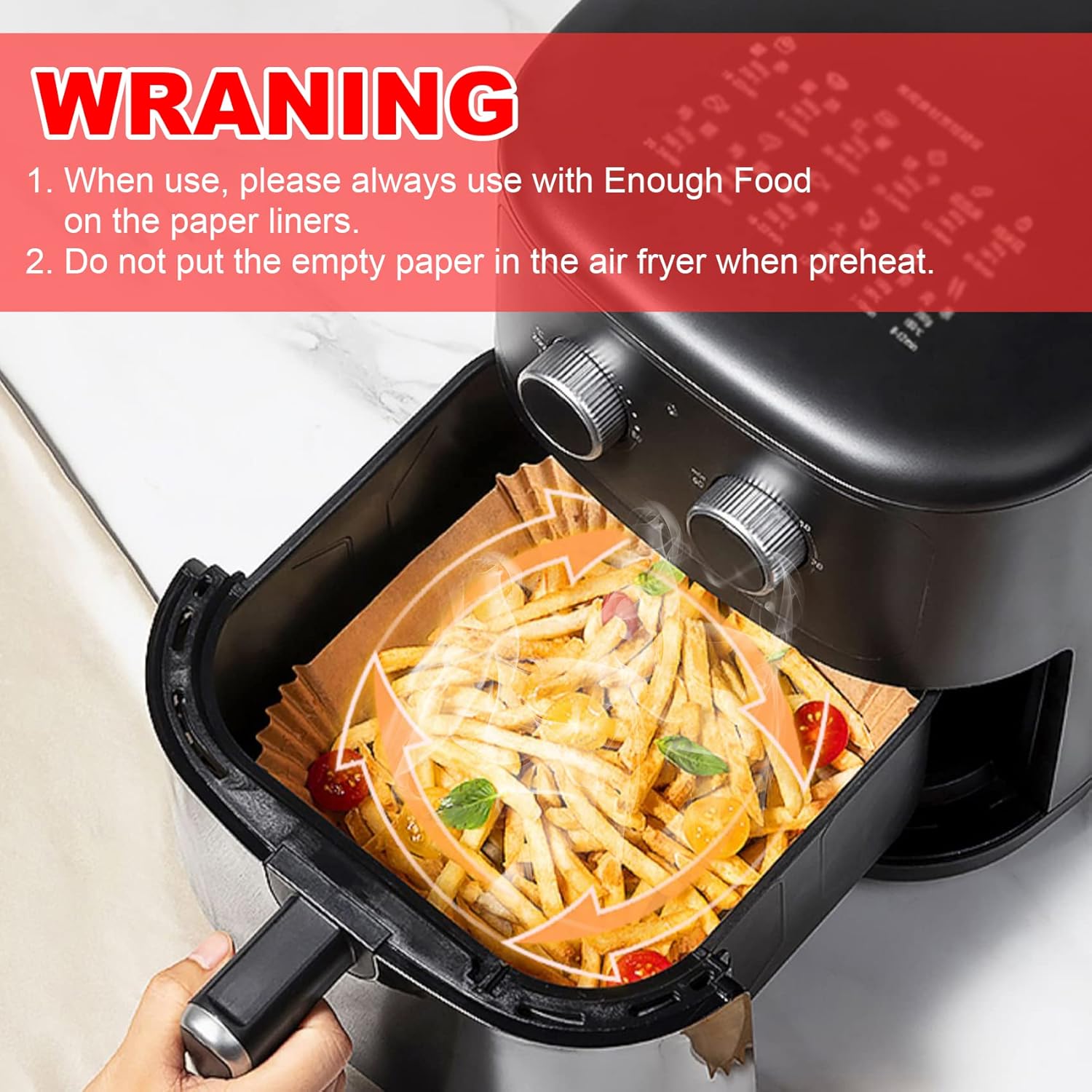 Vailnd Air Fryer Liners - 100 Pcs Disposable 9-Inch Oil-Proof Parchment Sheets for XL Cookers