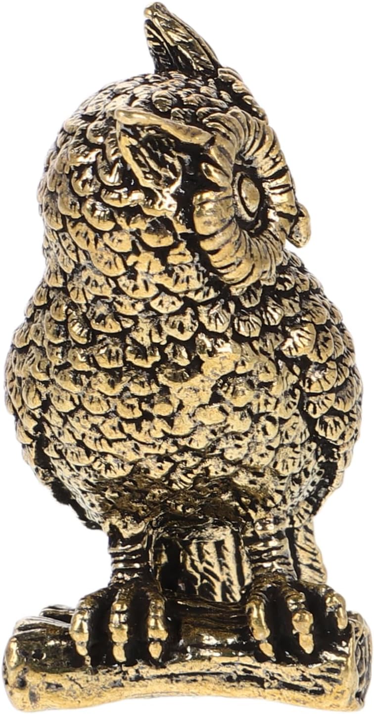 Skiennix Brass Owl Figurine - Unique Decorative Animal Art for Home & Office | Elegant Shelf Ornament
