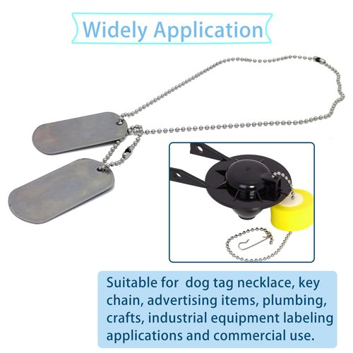 #10 Beaded Ball Chain 10 Feets 4.5mm Bead Chain Extender with 6 Pieces Connector Clasps for Plumbing, Crafts, Industrial Equipment Labeling Applications and Commercial Use (304 Stainless Steel)