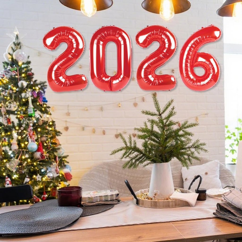 Regine Switzerland 40-Inch Number Balloons - Red New Year's Eve 2026 Party Decorations | Graduation & Birthday Celebrations