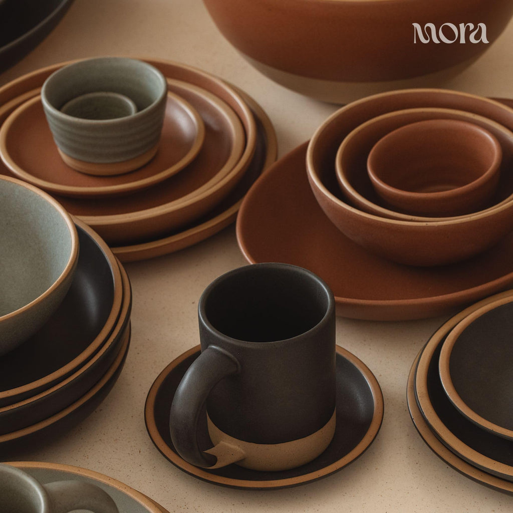 MORA Medium Bowls Set of 4, 28oz Ceramic Pottery Everyday Bowls - Microwave, Oven and Dishwasher Safe - Harvest