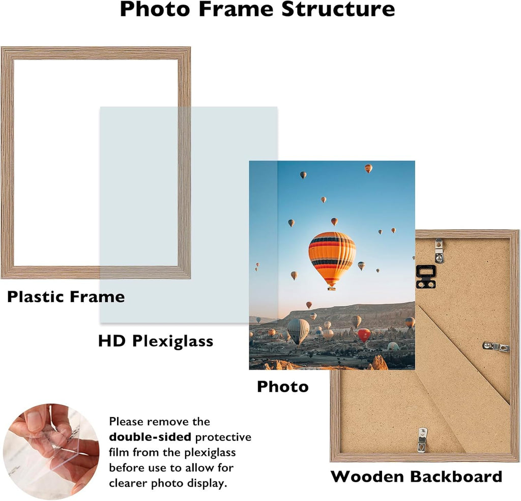 Rustic Brown 8.5x12 Picture Frame by [Brand Name] - Versatile Wall Mounting | Shatter-Resistant Plexiglass