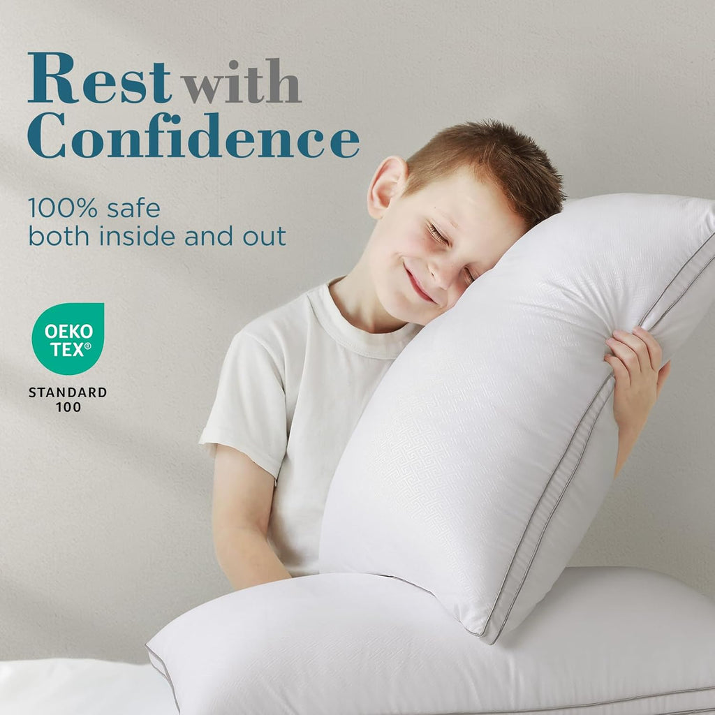 Viewstar Queen Size Pillows Set of 2 - Hotel Quality Down Alternative Gusseted Design for All Sleepers | White
