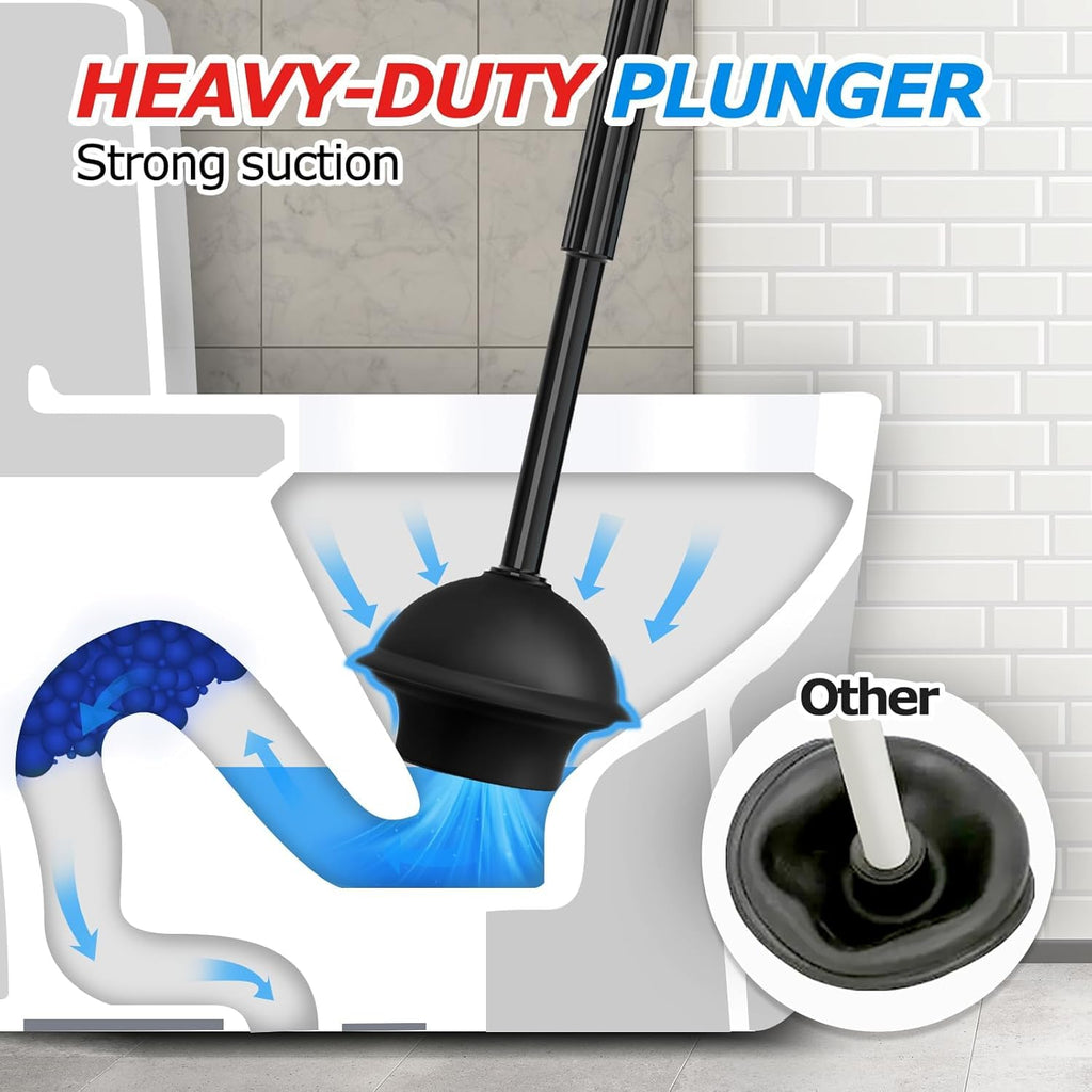 FORASTO 3 in 1 Toilet Brush and Plunger Set,Toilet Bowl Brush Plunger Set,Toilet Brush Plunger Combo,Cleaning Brush,Cleaning Supplies, Crevice Cleaning Brush, Bathroom Cleaning Tools