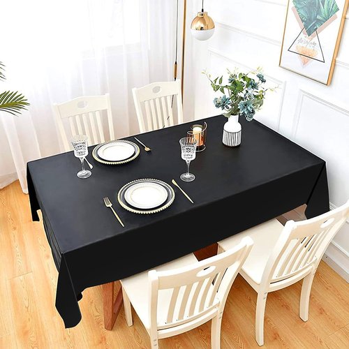 Black Plastic Tablecloth by [Brand Name] - 54" x 108" Rectangular Disposable Cover for Parties & Events