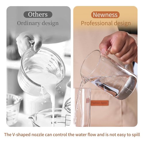 FrutPunch Glass Measuring Cup, 500ML (18OZ, 2 Cups), with Three Scales and V-Shaped Mouth Measuring Cup, High Borosilicate Glass Liquid Measuring Cups, Suitable for Kitchen and Restaurant.