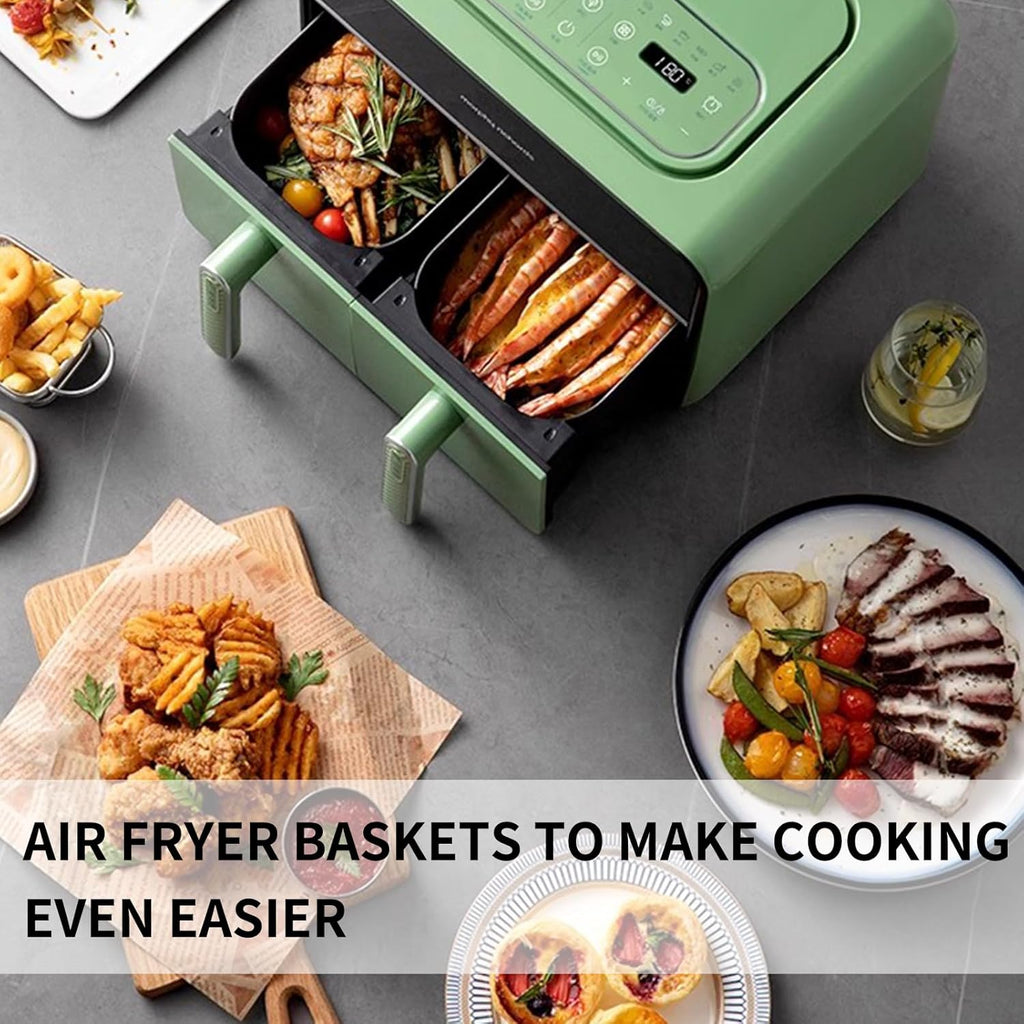 Skiennix Air Fryer Liners - 200 Sheets Non-Stick Parchment Paper for Ninja Dual Foodi & Toaster Ovens