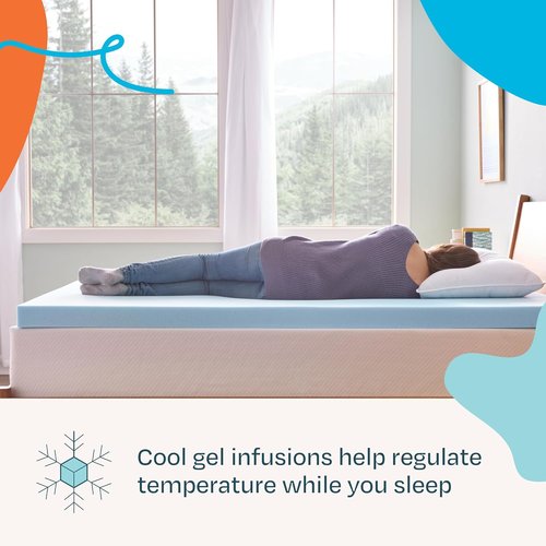 Linenspa Memory Foam Mattress Topper - 3 Inch Gel-Infused Twin XL - Plush, Cooling & Pressure Relieving