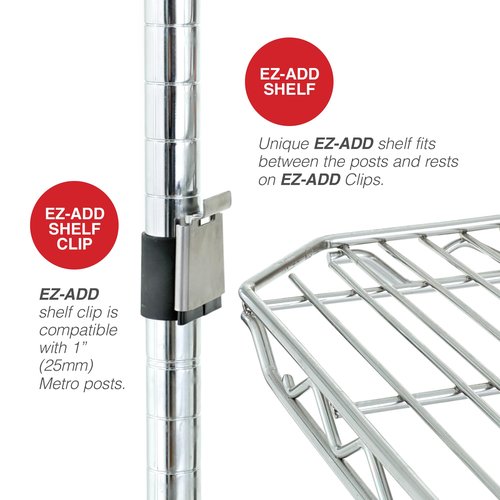 METRO EZA-1860NC Super Erecta EZ-ADD Wire Shelf, Chrome, 18" x 60"