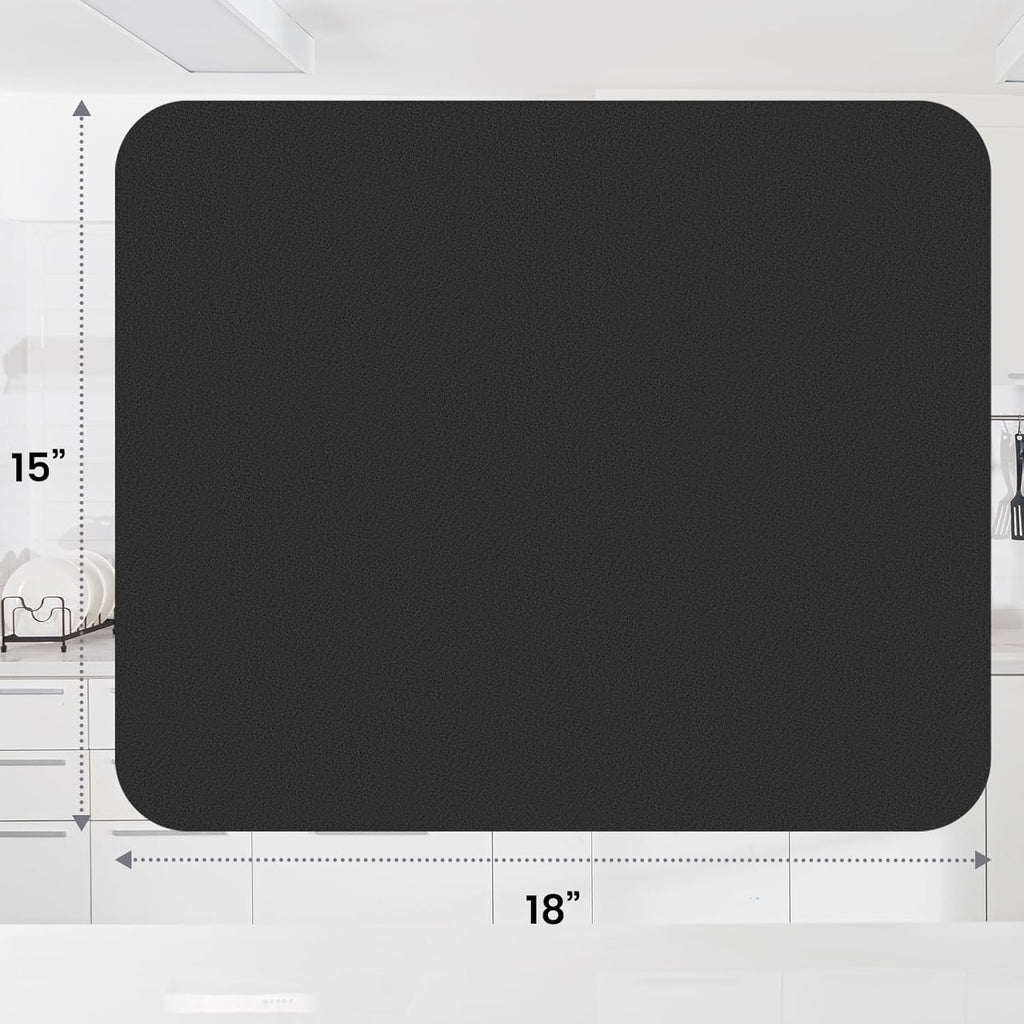 WISELIFE Dish Drying Mat - Super Absorbent Kitchen Counter Mat | Easy Clean, 15"x18", Classic Black