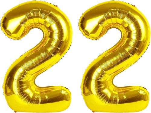Gold Number 22 Balloon - 40 Inch 22nd Birthday Decoration | Elegant Gold Party Supplies