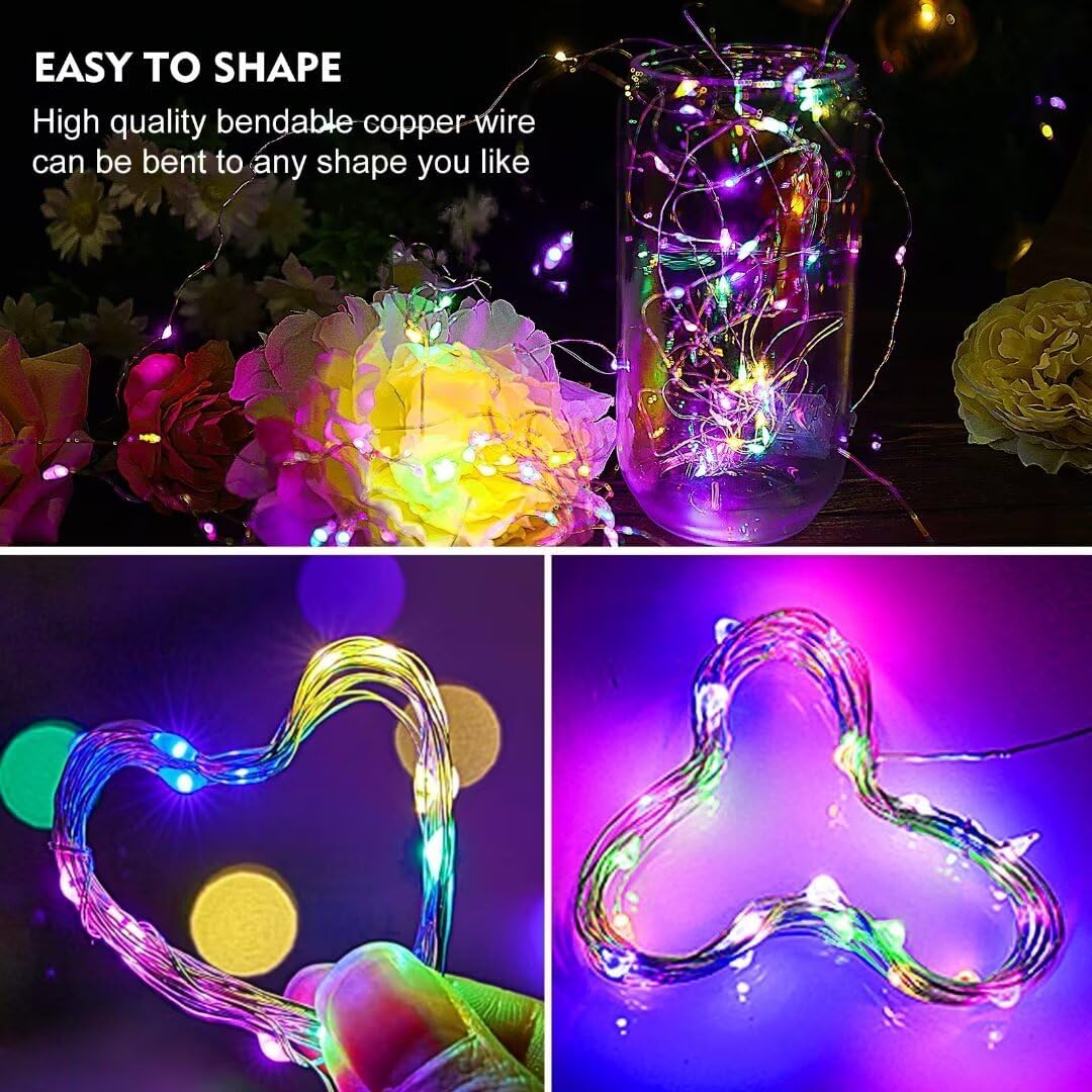Pozzolanas 24 Pack Multi-Colored Fairy Lights - Battery Operated 7FT Waterproof String Lights for Weddings & Parties