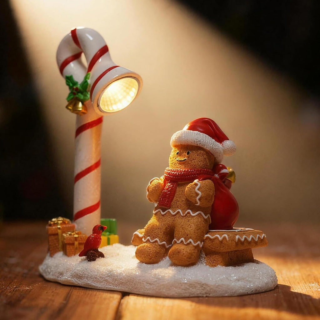 Skiennix Christmas Gingerbread Man Figurines - Cute Indoor Home Decor for Table Top Centerpiece
