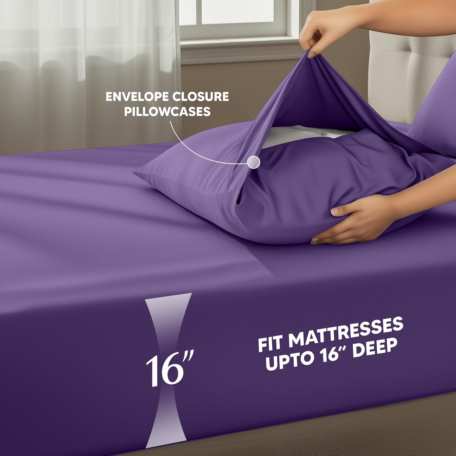 Utopia Bedding King Size Sheet Set - 4 Piece Soft Microfiber Bed Sheets | Oeko Tex Certified (Eggplant)