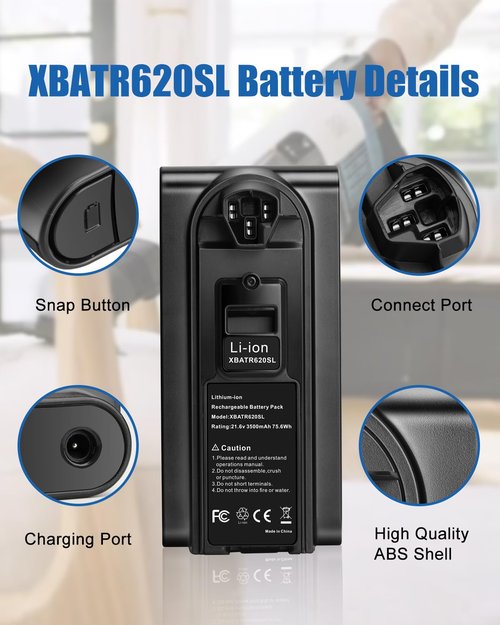 Leisuda 3.5Ah 21.6V Vacuum Battery Replacement for Shark XBATR620SL Battery Compatible for Shark IZ540H, IZ562H, UZ565H, LZ500 Cordless Vacuum Cleaners