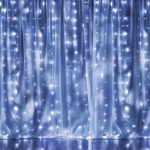 Dazzle Bright 300 LED Curtain String Lights - Waterproof Fairy Lights with 8 Modes | White Decor for Bedroom, Party & Wedding