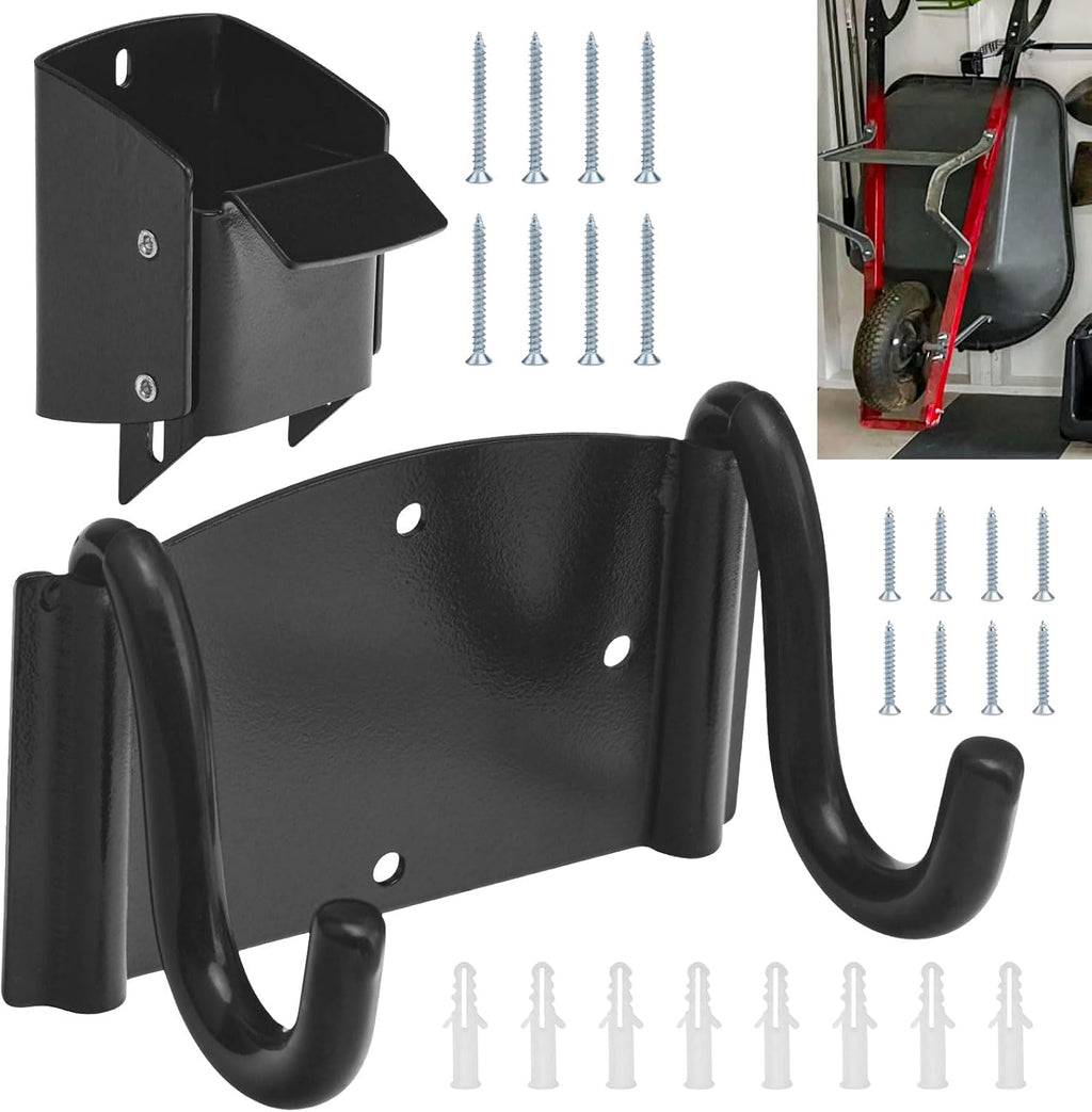 Wheelbarrow Storage Bracket by [Brand Name] - Heavy Duty 90 lbs Capacity with Spring Loaded Lift Latch
