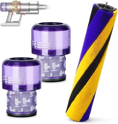 Dyson V15 Soft Roller Brush Bar - Compatible Handheld Vacuum Cleaner Parts with 2 HEPA Filters