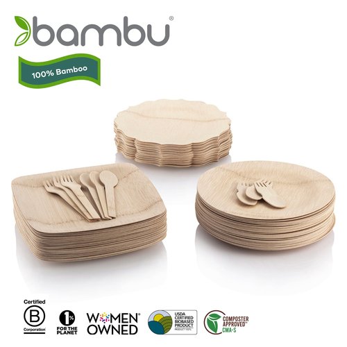 Bambu Pack of 250 - Bamboo Forks Disposable Set, Biodegradable Eco Friendly Products, Bamboo Utensils for Events, Compostable Cutlery - Bulk Case