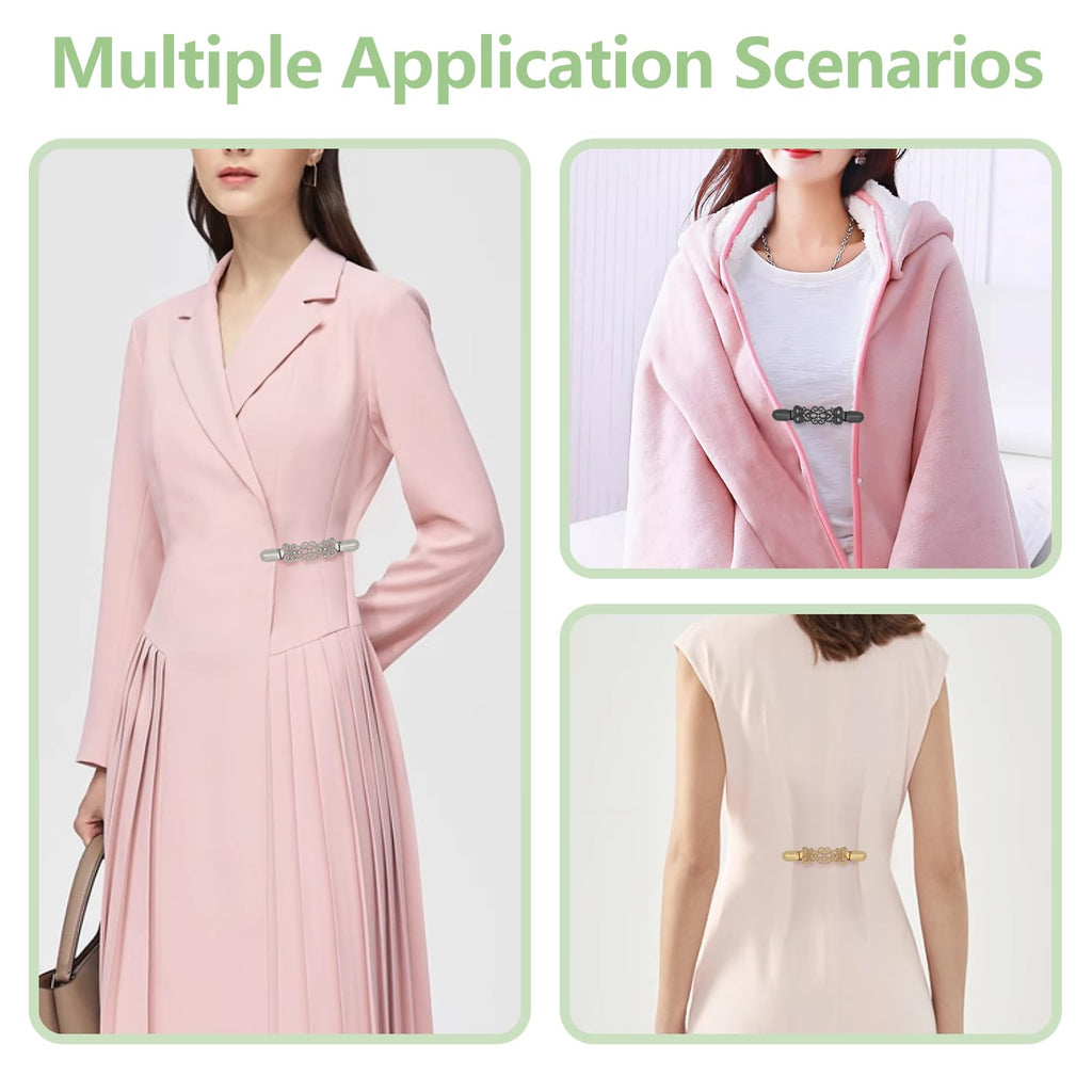 ROPAKED 3 Pcs Cinch Clips Vintage Sweater Clips Dress Clip Back Cinch Shawl Cardigan Collar Clip to Tighten Dress Pant Waist Tightener for Women