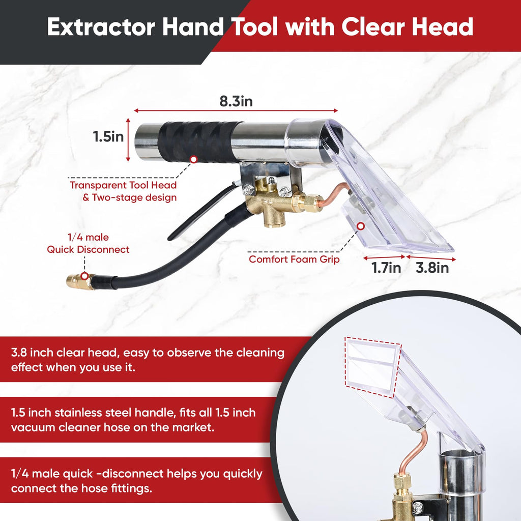 Shop Vac Extractor Kit, Universal Extractor Hose Kit for Shop Vac, Extractor Vacuum Attachment With 25FT Water Line and 10 FT Vacuum Hose & Adapter for Carpet Cleaning