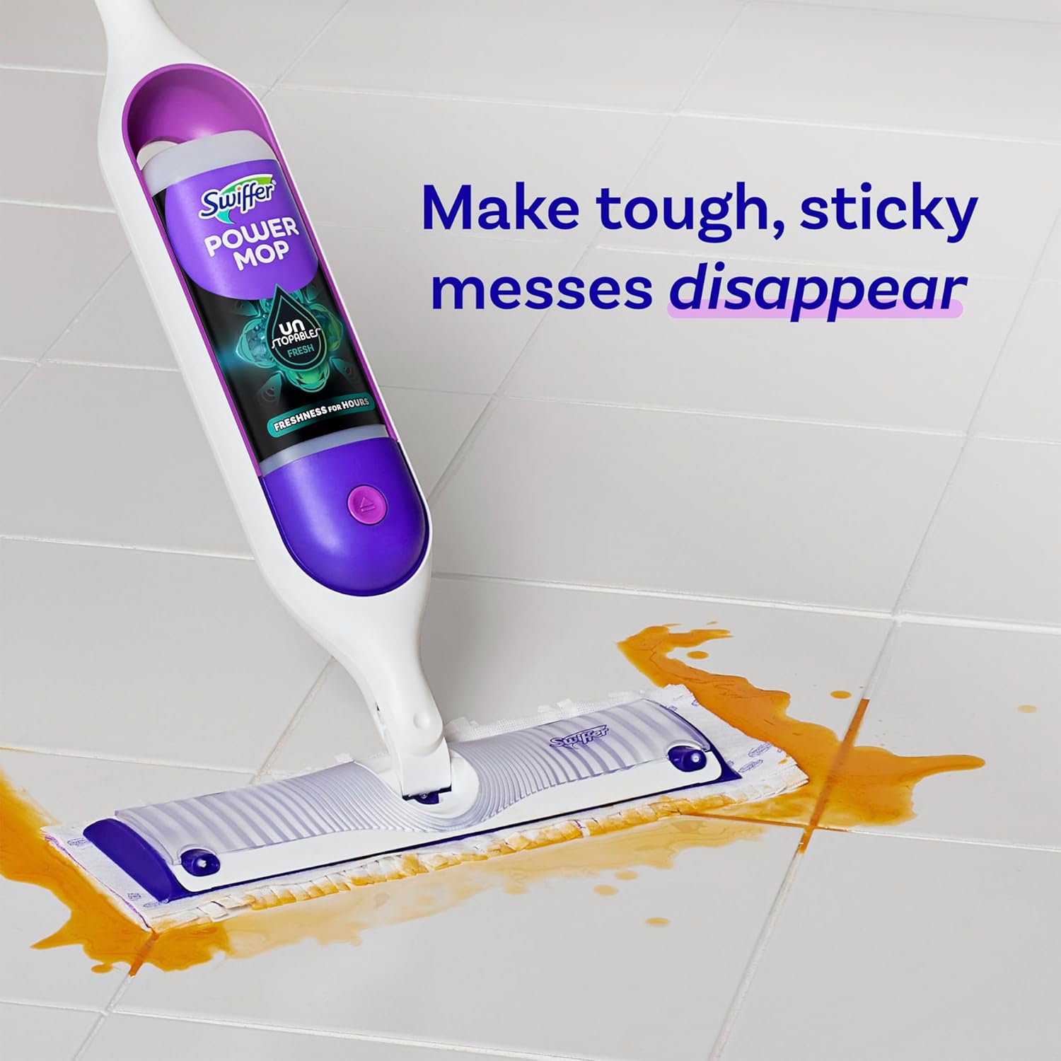 Swiffer PowerMop Floor Cleaner - Unstopables Fresh Scent Refills | 25.3 fl oz, 2 Pack