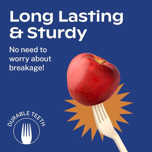 CORAL 100% Compostable Forks - 120 Heavy Duty, Break Resistant, Ocean Friendly - 7 Inch Biodegradable Silverware