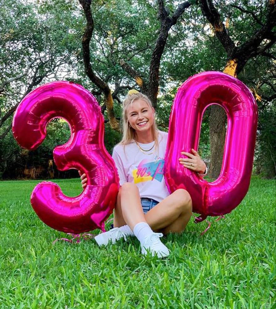Number 0 Balloons - 40 Inch Hot Pink Number Balloons for Birthday, Wedding, Baby Shower Decorations