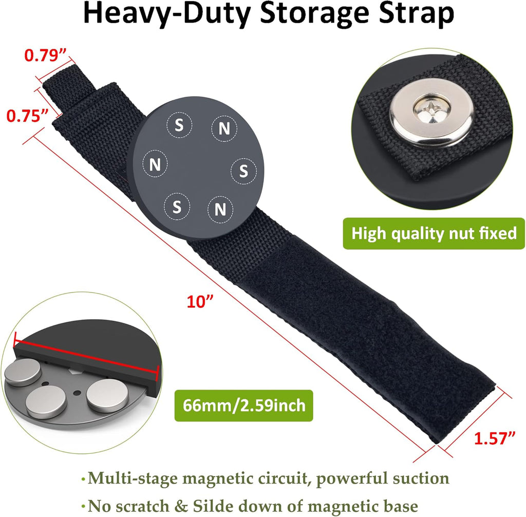 ULIBERMAGNET Strong Magnetic Storage Straps - Heavy Duty Organizer for Garage & Workshop | 2 Pack